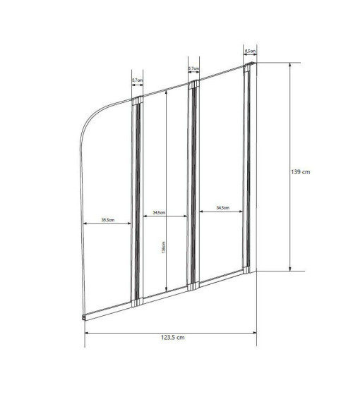 badkuip MARY 160/170 cm met badscherm - design badmeubelen