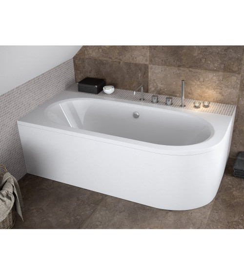 Vasca da bagno asimmetrica HILIO 150x75 cm, lato sinistro con pannello incluso