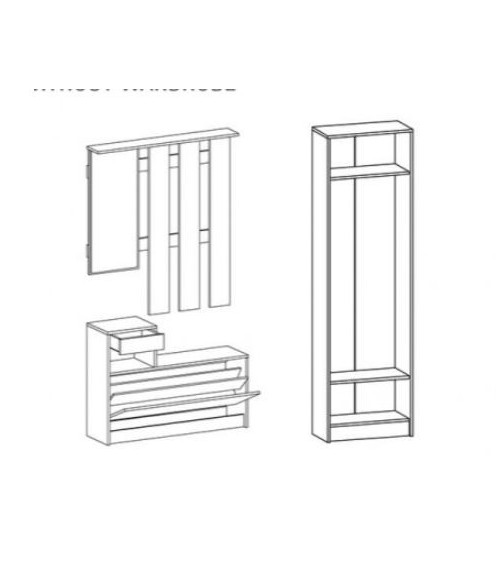 Meuble d'entrée ORION Chêne foncé