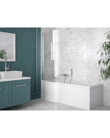 Vasca da bagno asimmetrica INSPIRO 150/160/170 x 70 cm, con parete 1 anta