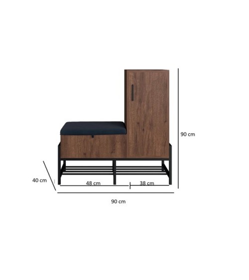 Meuble d'entrée SORO avec banc de rangement à chaussures