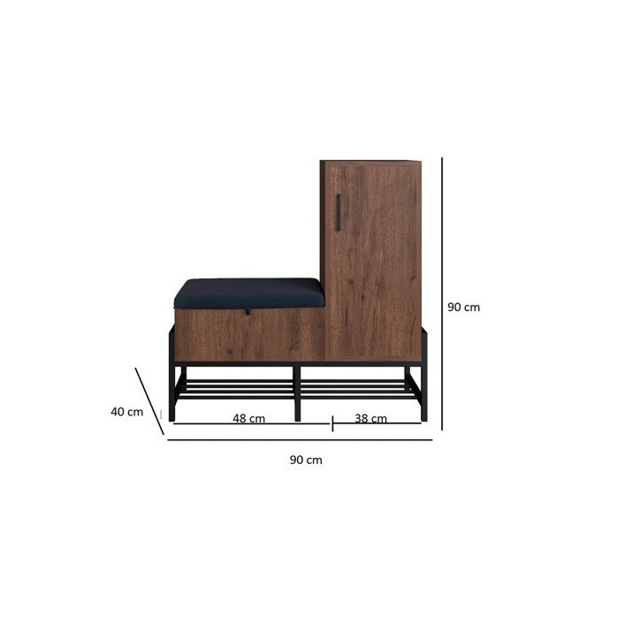 Meuble d'entrée SORO avec banc de rangement à chaussures