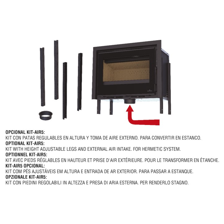 Insert cheminée à bois BOMA -70 - 12 KW avec turbine + 2 bouches recuperateur