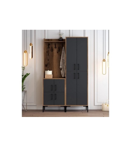 Meuble d'entrée BERLIN 120 x 200 cm noyer-anthracite