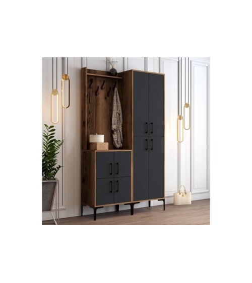 Meuble d'entrée BERLIN 120 x 200 cm noyer-anthracite