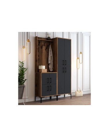 Meuble d'entrée BERLIN 120 x 200 cm noyer-anthracite