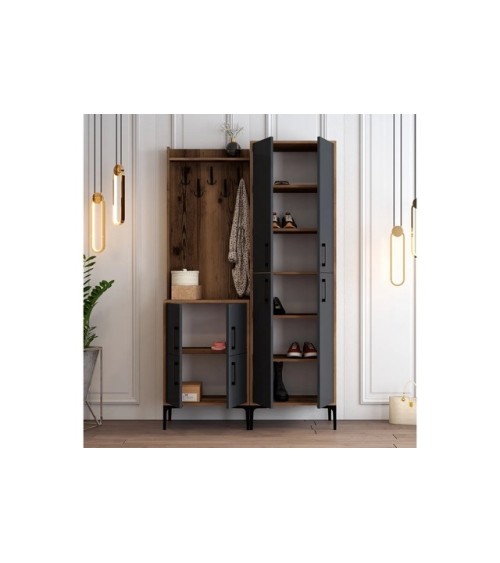 Meuble d'entrée BERLIN 120 x 200 cm noyer-anthracite