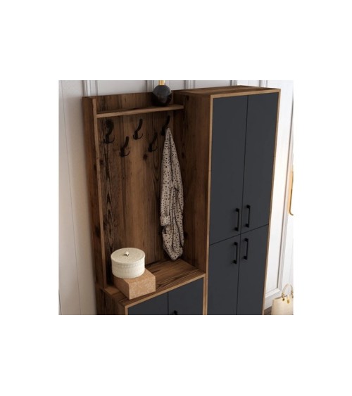 Meuble d'entrée BERLIN 120 x 200 cm noyer-anthracite