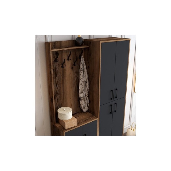 Meuble d'entrée BERLIN 120 x 200 cm noyer-anthracite