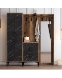 Meuble d'entrée BERLIN ABC 180 x 200 cm noyer-marbre noir