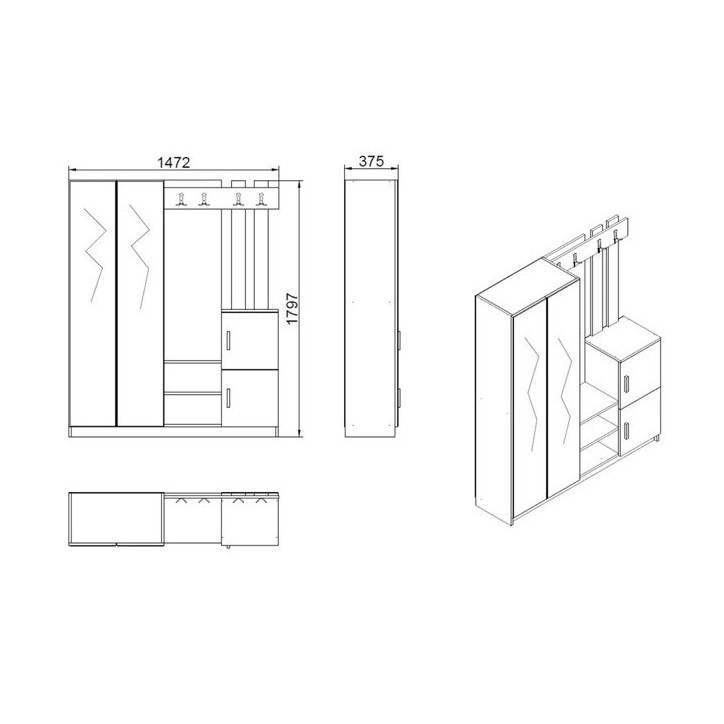 Meuble d'entrée ROBIN HOME BENJAMIN 147 x 180 cm