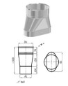 Connexion pour tuyaux de cheminée simple paroi ovale femelle Ø 120x185 mm sur diamètre 150 mm rond male