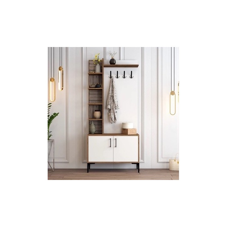 Meuble d'entrée VIYANA D 90x200 cm noyer-blanc Meuble d'entrée VIYANA D 90x200 cm noyer-blanc