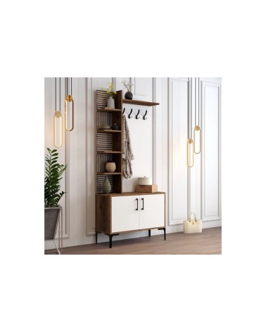 Meuble d'entrée VIYANA D 90x200 cm noyer-blanc