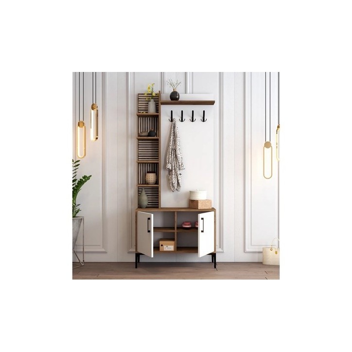 Meuble d'entrée VIYANA D 90x200 cm noyer-blanc Meuble d'entrée VIYANA D 90x200 cm noyer-blanc