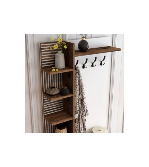 Meuble d'entrée VIYANA D 90x200 cm noyer-blanc