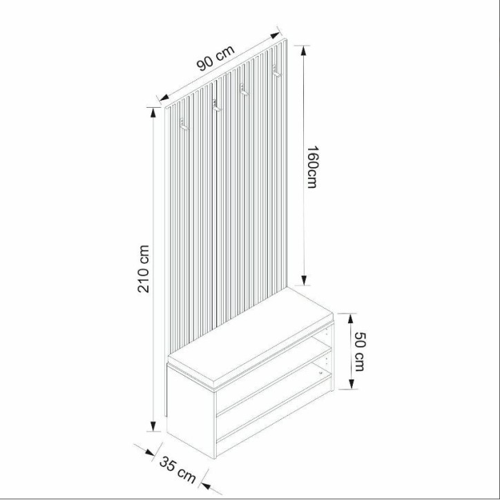 Meuble d'entrée EWY 90x210x35 CM
