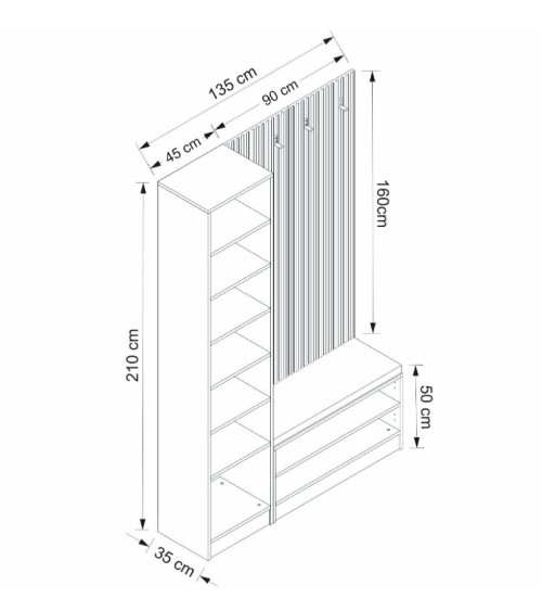 Meuble entrée Kale 135x210 cm