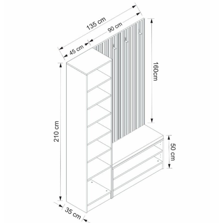 Meuble entrée Kale 135x210 cm