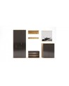 Ensemble d'entrée vestiaire avec miroir, commode, armoire et banc chaussures LUNE chêne-lave 2,2 m