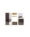 Ensemble d'entrée vestiaire avec miroir, commode, armoire et banc chaussures LUNE chêne-lave 2,2 m