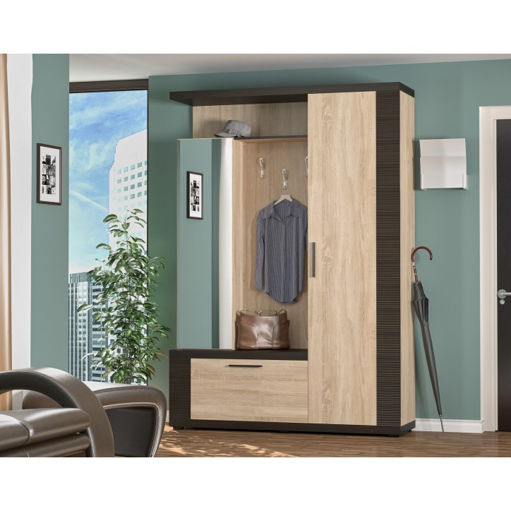 Vestiaire d'entrée Songkhla 155 cm chêne et wengé