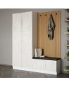 Meuble d'entrée KALE 180 cm crème et bois