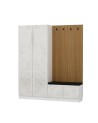Meuble d'entrée KALE 180 cm crème et bois