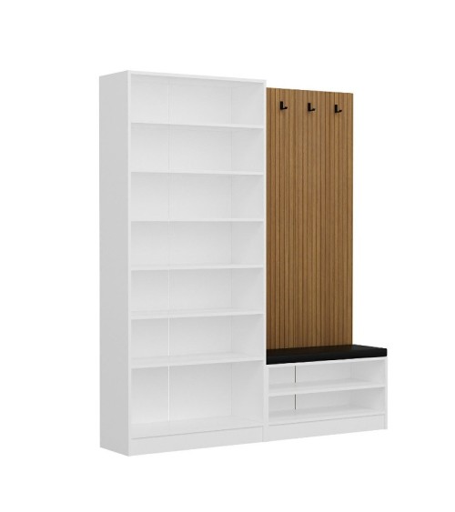 Meuble d'entrée KALE 180 cm crème et bois