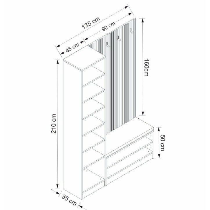 Meuble d'entrée KALE 135 cm bois