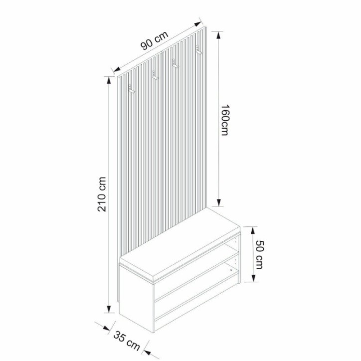 Meuble d'entrée POLA 90 cm crème