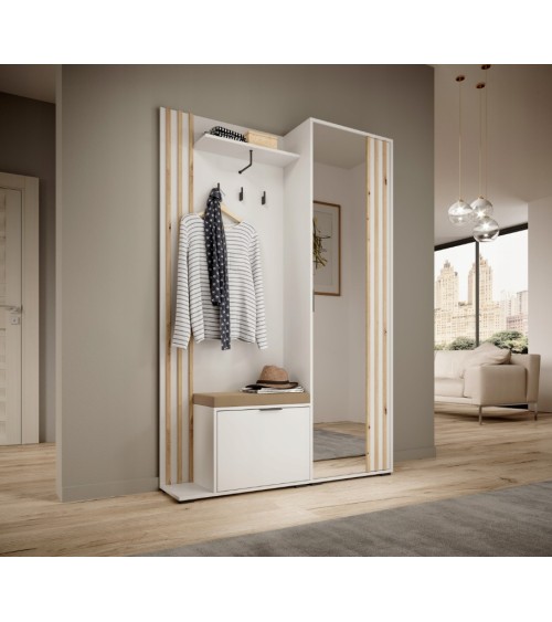 Meuble d'entrée NELLY 131x192x40 cm blanc
