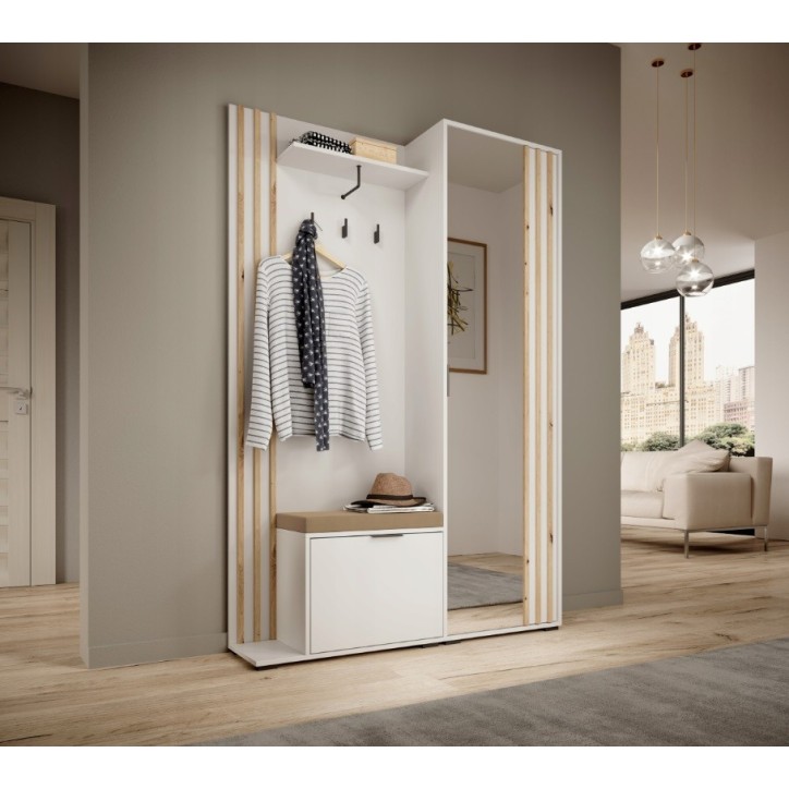 Meuble d'entrée NELLY 131x192x40 cm blanc