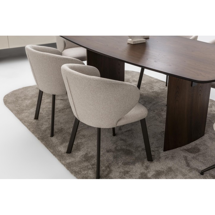 Conjunto de sala de jantar MATEO em carvalho e creme