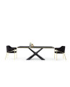 Conjunto de sala de jantar SIRIUS BLACK preto e dourado Mesa de 220 cm