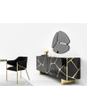 Juego de comedor SIRIUS BLACK negro y dorado mesa 180 cm