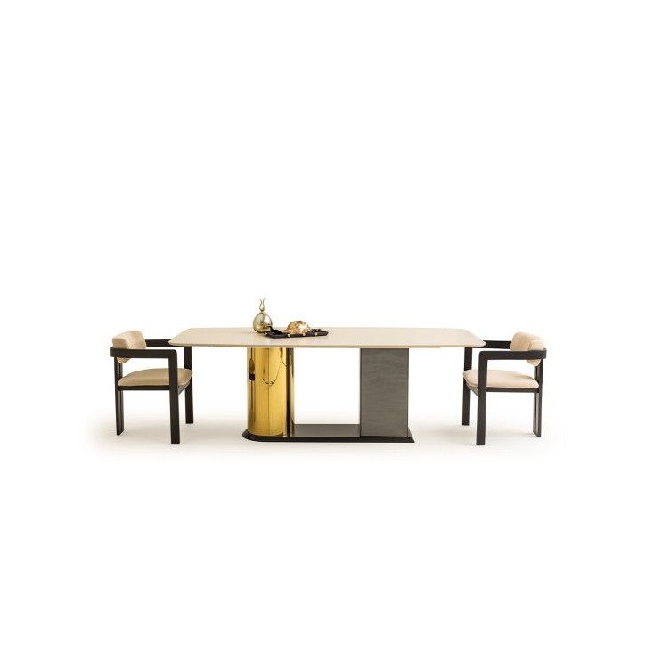 Conjunto de jantar OCTO bege e dourado