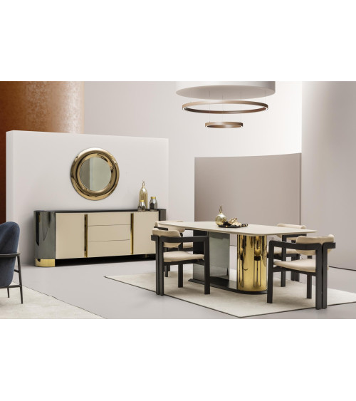 Conjunto de comedor OCTO beige y dorado