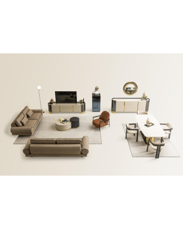 Conjunto de jantar OCTO bege e dourado