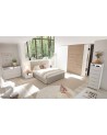 Chambre complète AMALTI blanc et chêne  lit 160x200 cm avec coffre de rangement