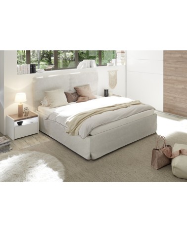 Chambre complète AMALTI blanc et chêne  lit 160x200 cm avec coffre de rangement