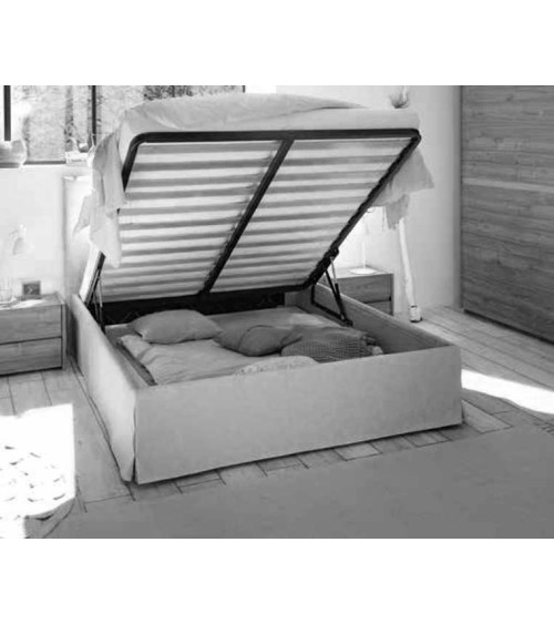 Chambre complète AMALTI blanc et chêne  lit 160x200 cm avec coffre de rangement