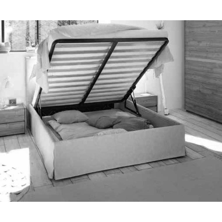 Chambre complète AMALTI blanc et chêne  lit 160x200 cm avec coffre de rangement