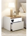Chambre complète AMALTI blanc et chêne  lit 160x200 cm avec coffre de rangement