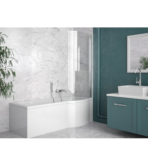 INSPIRO Vasca da bagno con schermo doccia e pannello inclusi 150/160/170 x 70 cm