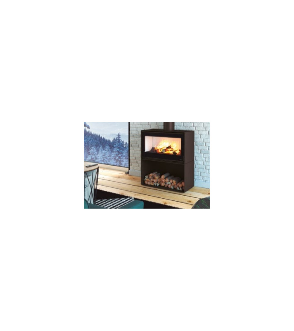 Poêle à bois avec turbines BOX couleur noir 16 kW