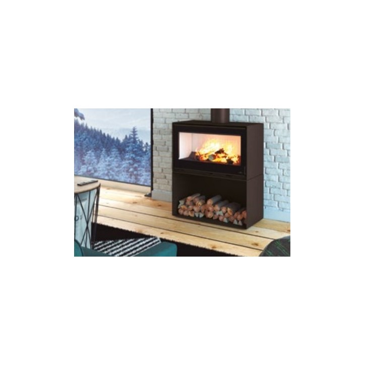 Estufa de leña con turbinas BOX color negro - 16 kW