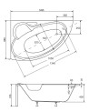 BIANCA badkuip 150 x 95 cm met schort