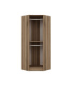 Armoire d'angle Noyer avec une porte en verre fumée 74 x 74 x 210 CM