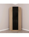 Armoire d'angle Noyer avec une porte en verre fumée 74 x 74 x 210 CM